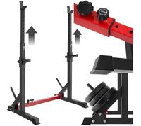 tectake® Squat Rack with Barbell & Weight Plate Racks, Height- & Width-Adjustable Weight Rack & Dip Station with Robust Steel Frame, Easy Assembly, Versatile Home Gym Equipment for Strength Training