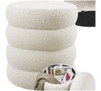 Tectake Stool Altu - Padded Seat, Large Storage Space - Bou ream-White, 1