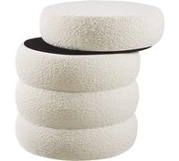 Tectake Stool Altu - Padded Seat, Large Storage Space - Bouclé Cream-White, 1