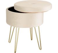 Tectake Ava Upholstered Velvet Look w/ Storage Stool - Cream, Cream