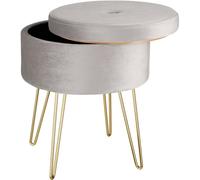 Tectake Ava Upholstered Velvet Look w/ Storage Space Stool - Light Grey, Grey