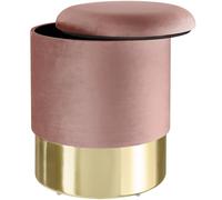 TecTake Sarina Upholstered Velvet Look With Storage Space Stool - Pink