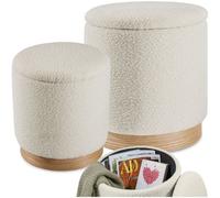 Stools Set of 2 Storage Space Footstools Living Room Office Ottomans Padded