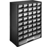 Tectake Storage Bins - 41 Drawers, 1 Large, 40 Medium Compartments, Rack Unit - 1 - Black/white