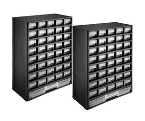Tectake Storage Bins Rack Set Of 2 - Large And Medium Compartments, Suitable For Wall Mounting - 2 - Black/white