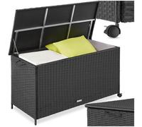 Tectake Storage Box Kuusamo, Rattan, With Aluminum Frame And Casters - Black
