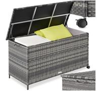 Tectake Storage Box Kuusamo, Rattan, With Aluminum Frame And Casters - Grey