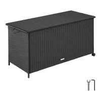 tectake Storage Box Kuusamo, Rattan, with Aluminum Frame & Casters in Black | Size: Large TECTAKE Black Large