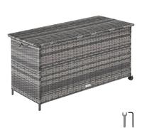 tectake Storage Box Kuusamo, Rattan, with Aluminum Frame & Casters in Grey | Size: Large TECTAKE Grey Large