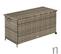 tectake Storage Box Kuusamo, Rattan, with Aluminum Frame & Casters in Natural | Size: Large TECTAKE Natural Large