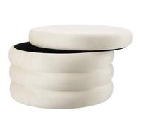 Tectake Footstool Altu Xl - With Storage, Cylinder Shape, Plush Upholstery, 67 X 42 Cm - Velvet Look Cream-White, 1