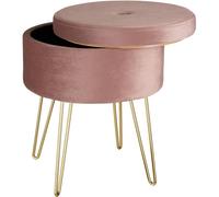 Tectake Ava Upholstered Velvet Look w/ Storage Space Stool - Pink, Pink