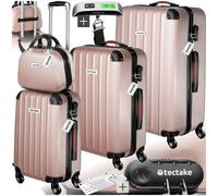 Tectake Suitcase Set Cleo - 3 Suitcases, 1 Beauty Case, Including Luggage Scales And Tags - Rose Gold