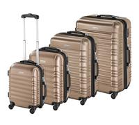 TecTake® Hard Shell Suitcase Set, Lightweight Suitcases with TSA Locks, Incl. Extra Large Suitcase, Large, Medium and Small, 360 Degree Wheels, Ergonomic Telescopic Handle - Champagne