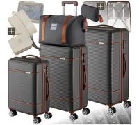 Tectake Suitcase Set Madison - 13-Piece, 3 Suitcases, Packing Cubes, Tsa Lock - Anthracite