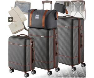 Tectake Suitcase Set Madison - 13-Piece, 3 Suitcases, Packing Cubes, Tsa Lock - Anthracite