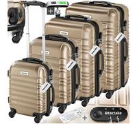 Tectake Suitcase Set Mila - 4 Hard-Shell Suitcases, Including Luggage Scales And Tags - Champagne