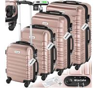 Tectake Suitcase Set Mila - 4 Hard-Shell Suitcases, Including Luggage Scales And Tags - Rose Gold