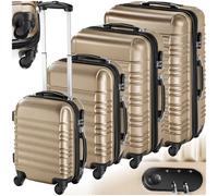 Tectake Suitcase Set Of 4 Abs Hard Shell Luggage Travel Trolley 4 Wheel Lightweight Telescopic Handle - Champagne