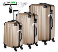 Tectake Suitcases Set Of 3 - Scale, Luggage Tag, Lock Included, Swivel Wheels - Champagne