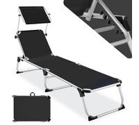 tectake Sun lounger Aurelie w/ 6 step adjustable aluminium frame - garden lounger, garden sun lounger - black