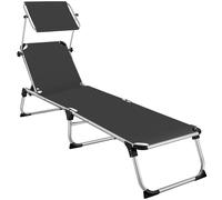 Lounger with Sun Shade Outdoor Garden Furniture Beach Aluminium Collapsible New