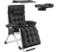 tectake Sun Lounger Cirrus in Black | Size: 1 Seater TECTAKE Black 1 Seater