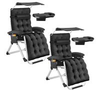 tectake Sun Lounger Cirrus in Black | Size: 2 Seater TECTAKE Black 2 Seater