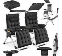 tectake Sun Lounger Cirrus in Black | Size: 2 Seater TECTAKE Black 2 Seater