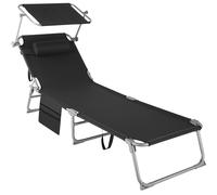 Sun Lounger Set Loungers Cushion Recliner Chair Day Bed with Canopy Folding