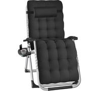 tectake Sun Lounger Cloud - folding, adjustable backrest & footrest in Black | Size: 1 Seater TECTAKE Black 1 Seater