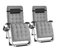 tectake Sun Lounger Cloud - folding, adjustable backrest & footrest in Light Grey | Size: 1 Seater TECTAKE Light Grey 1 Seater