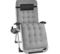 tectake Sun Lounger Cloud - folding, adjustable backrest & footrest in Light Grey | Size: 1 Seater TECTAKE Light Grey 1 Seater