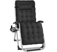 Sun Lounger Set Aluminium Garden Chair Foldable Thick Cushion Recliner Outdoor