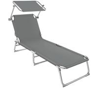 Tectake Sun Lounger With Sun Shade Grey