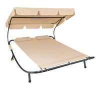 Tectake Sun Lounger Livorno - For 2 People, Infinitely Adjustable Sunroof - Black/beige