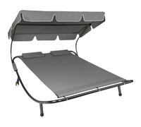Tectake Sun Lounger Livorno - For 2 People, Infinitely Adjustable Sunroof - Black/grey