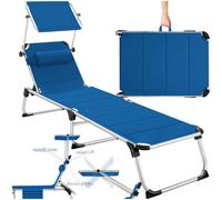 Tectake Sun Lounger Lorella - Padded, Foldable, With Aluminium Frame - Blue
