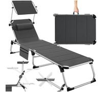 Tectake Sun Lounger Lorella - Padded, Foldable, With Aluminium Frame - Grey