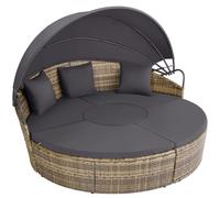 Tectake Sun Lounger Santorini - Modular Garden Furniture Set With Shade Canopy - Nature