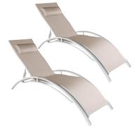 tectake Sun Lounger Set Of 2 Alina in Beige | Size: 2 Seater TECTAKE Beige 2 Seater