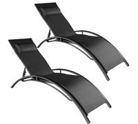 Tectake 2 Sun Lounger Set Of 2 Alina - 5-Step Backrest, Head Cushion, Aluminium Frame - Black
