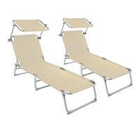 tectake Sun Lounger Set Of 2 in Beige | Size: 2 Seater TECTAKE Beige 2 Seater