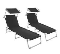tectake Sun Lounger Set Of 2 in Black | Size: 2 Seater TECTAKE Black 2 Seater