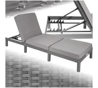 Tectake Sun Lounger Sofia - 6-Step Adjustable Backrest, Thick Padding, Uv-Resistant - Grey