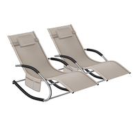 tectake Sun Lounger Taya Ergonomic, Rocking Function in Beige | Size: 2 Seater TECTAKE Beige 2 Seater