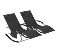 tectake Sun Lounger Taya Ergonomic, Rocking Function in Black | Size: 2 Seater TECTAKE Black 2 Seater