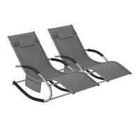 tectake Sun Lounger Taya Ergonomic, Rocking Function in Grey | Size: 2 Seater TECTAKE Grey 2 Seater