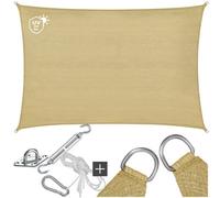 Tectake Sun Sail Sonny, Uv Protected, Water-Resistant And Anti-Tear - 2 X 3 M - Sand