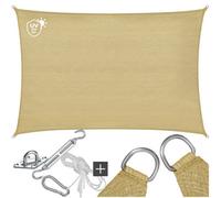 Tectake Sun Sail Sonny, Uv Protected, Water-Resistant And Anti-Tear - 3 X 4 M - Sand